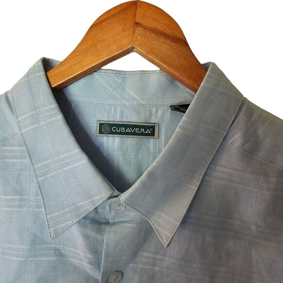 Cubavera Button Up Shirt Men's Size XXL Blue Short Sleeve Linen Blend NWT - Picture 6 of 12